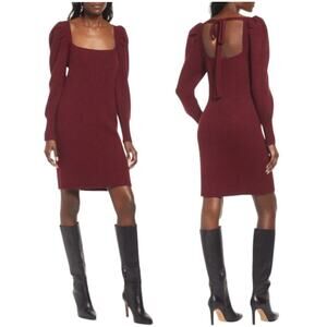 Charles Henry Ribbed Long Sleeve Sweater Dress Burgundy Size Medium NWT $84 MSRP